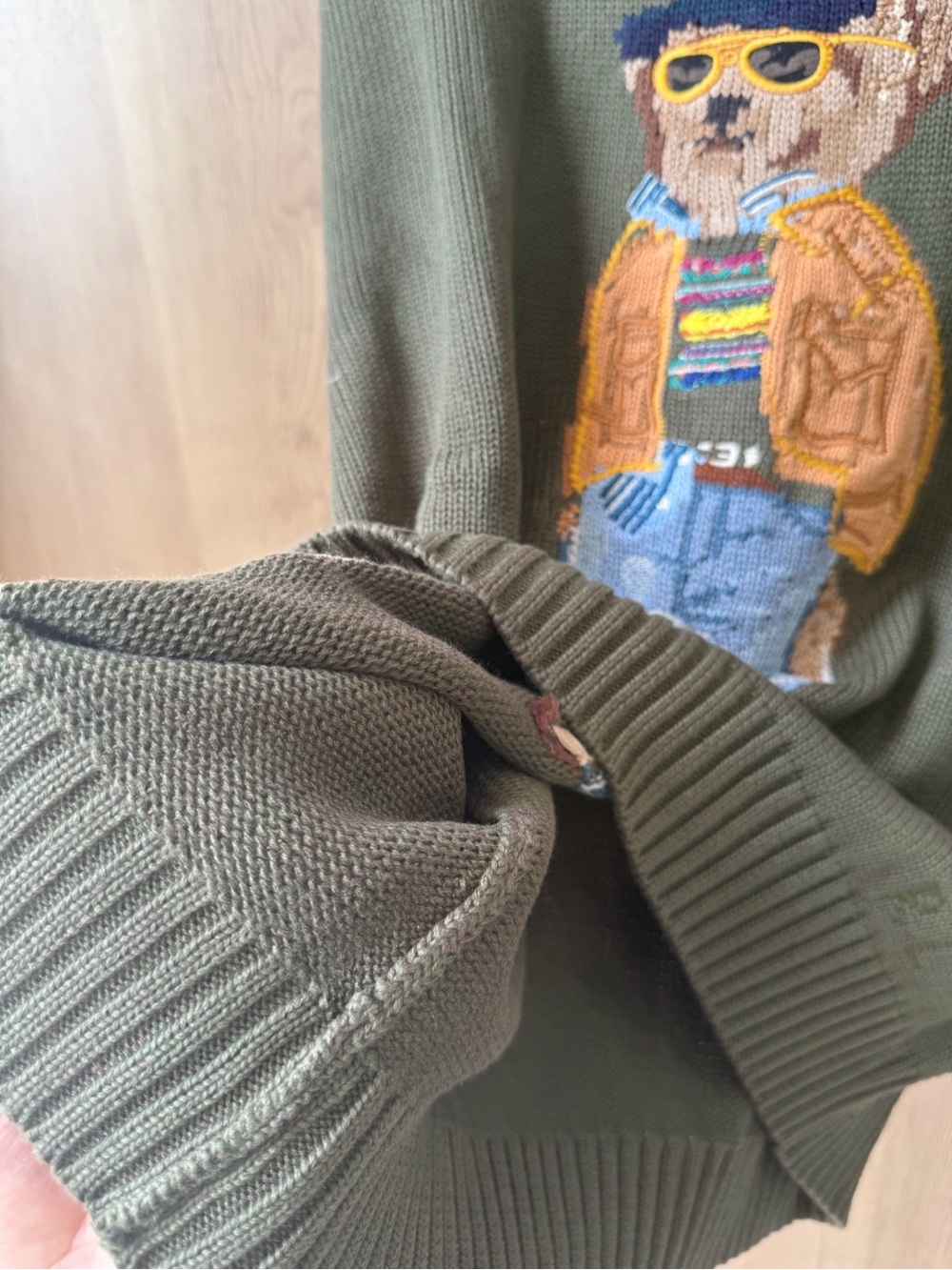 Polo by Ralph Lauren Olive Green Bear Intarsia Crewneck Sweater - Picture 5 of 5